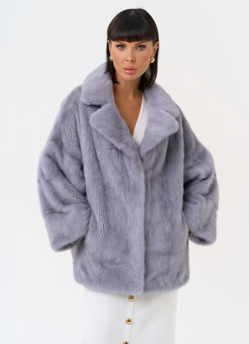 Куртка из меха норки с английским воротником