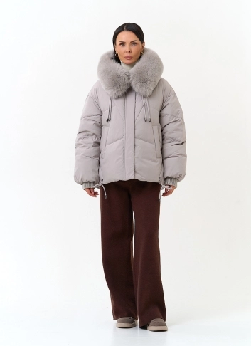 Женская куртка с капюшоном из меха песца фото
