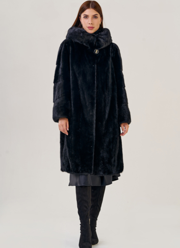 Шуба-"рубашка" с капюшоном