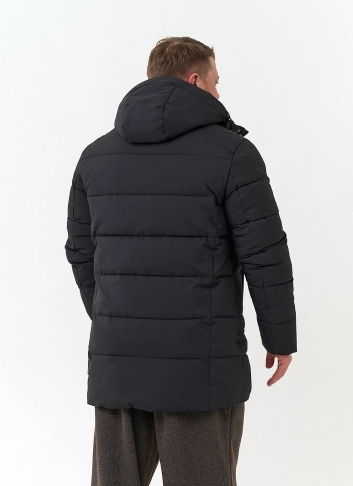 Мужской удлиненный пуховик с капюшоном фото