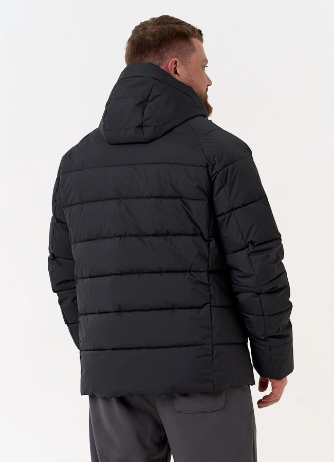 Мужской пуховик черного цвета с капюшоном модель № 31458 в кредит