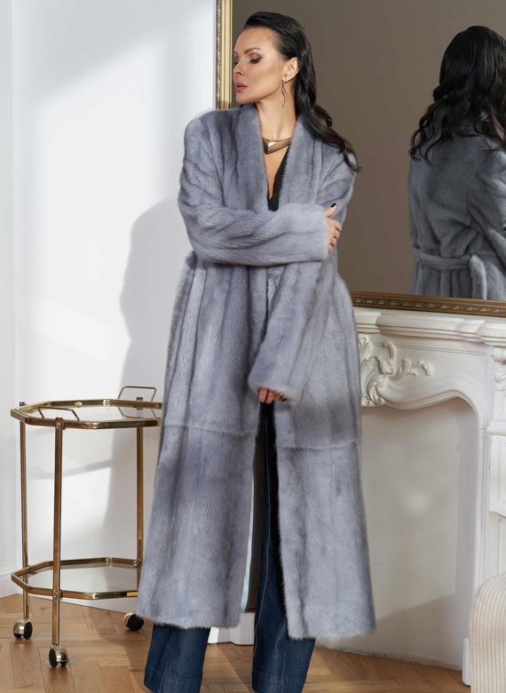 Длинная шуба из меха норки