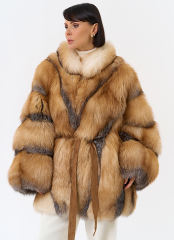 Шуба из лисы свободного кроя