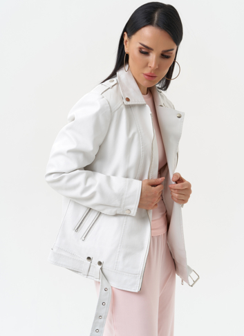 Куртка косуха из эко кожи белого цвета