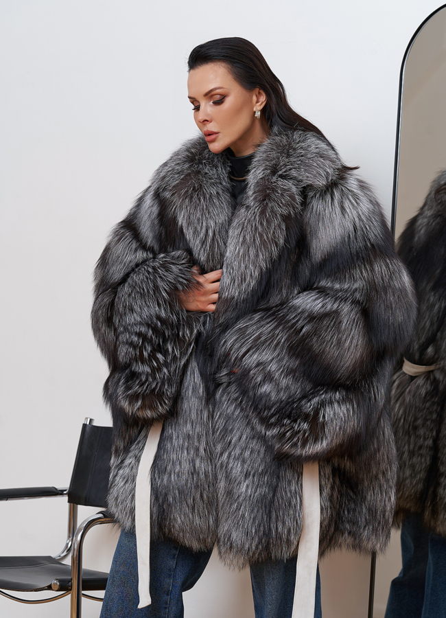 фото Шуба из чернобурой лисы модель № 29467