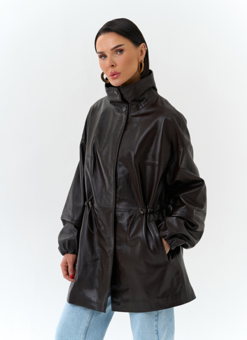 Куртка из натуральной кожи с воротником стойка