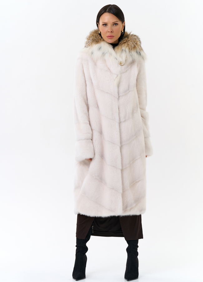 фото Светлая шуба с рысью модель № 21630