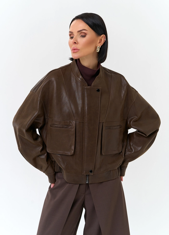 Женская куртка бомбер из натуральной кожи модель № 32749 универмаг малина