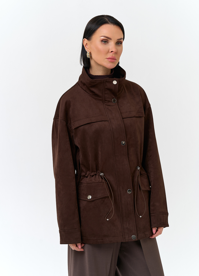 Женская куртка парка из эко замши  модель № 32775 универмаг малина