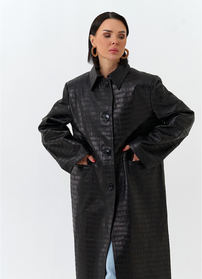 Женский плащ из натуральной кожи  модель № 32870 универмаг малина