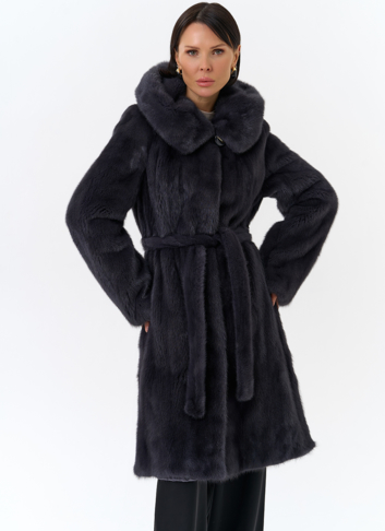 Норковая шуба с поясом