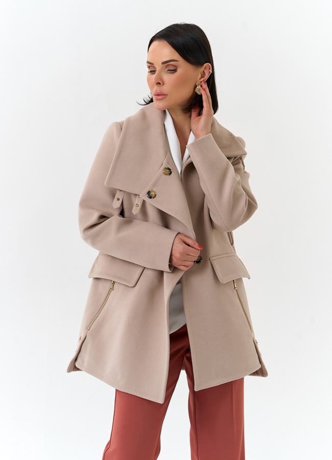 Женское укороченное пальто с воротником стойкой модель № 32552 универмаг малина