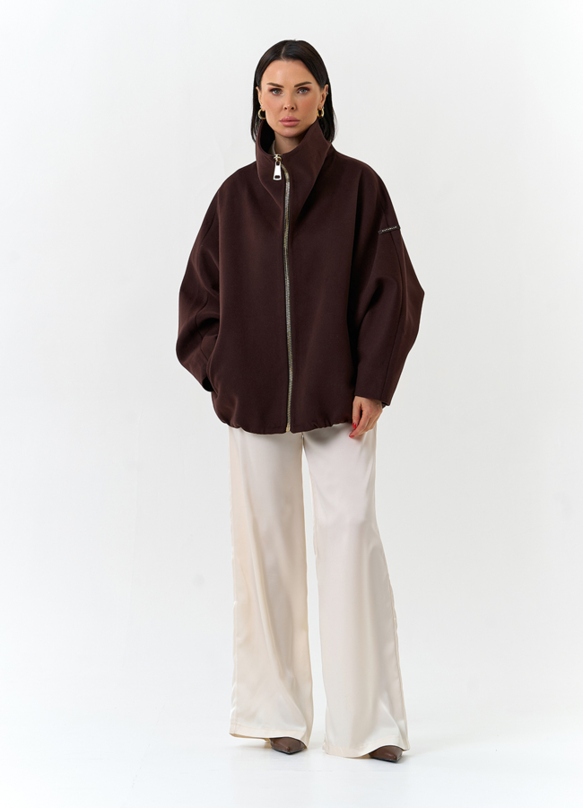 Женское укороченное пальто с высоким воротником модель № 32557 в рассрочку