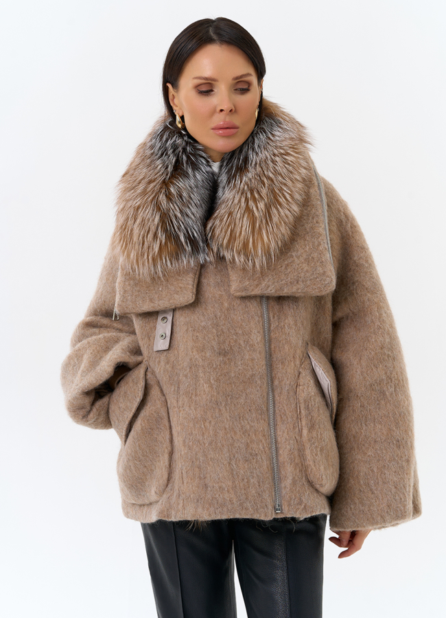 Женский пуховик с отделкой из меха блюфрост модель № 31818 универмаг малина