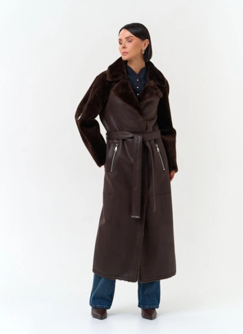 Женская дубленка из эко замши