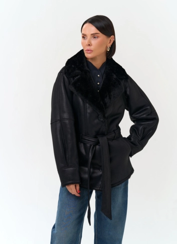 Женская дубленка из эко замши