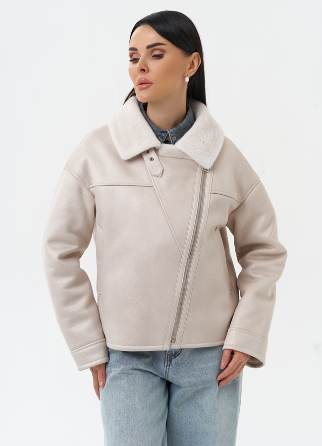 Короткая дубленка из эко замши модель № 30206 универмаг малина