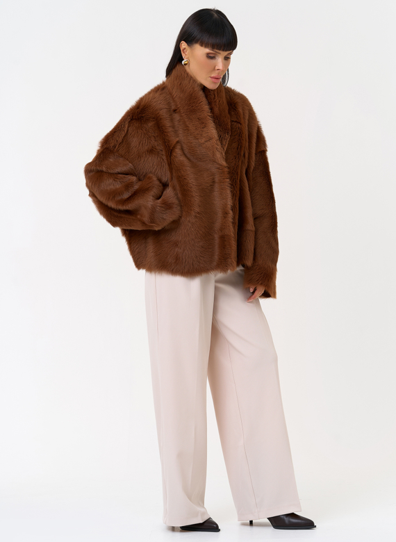 Яркая натуральная дубленка