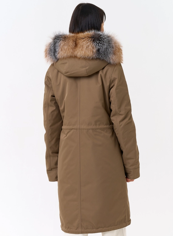 Женская парка с капюшоном из меха лисы