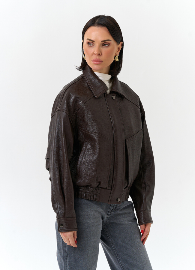 Женская куртка бомбер из натуральной кожи модель № 32527 универмаг малина