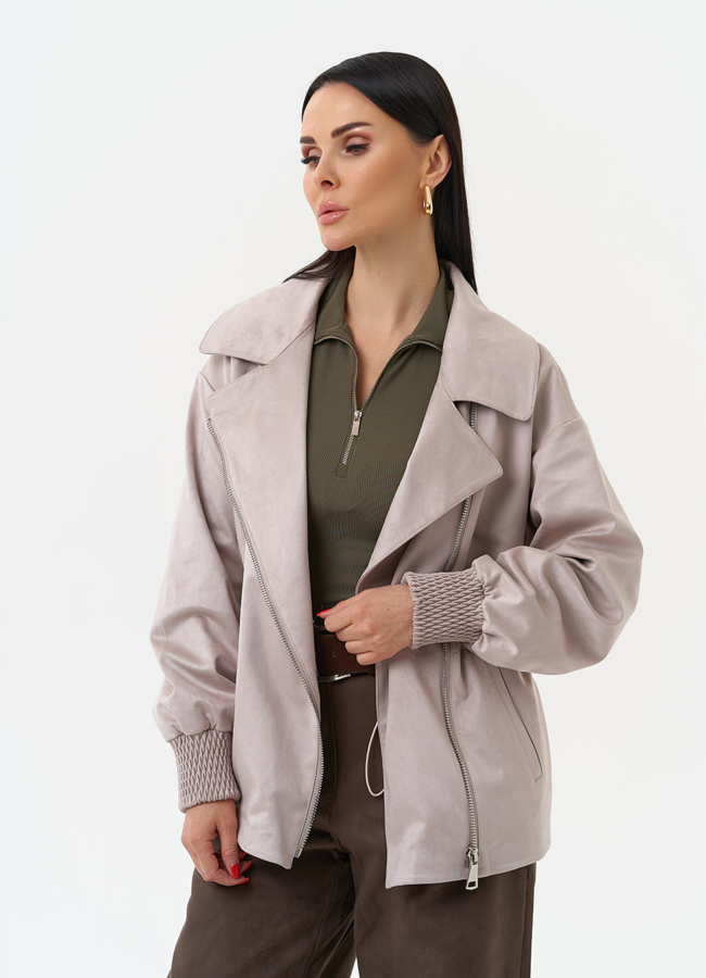 Женская куртка из эко замши с поясом модель № 30058 универмаг малина