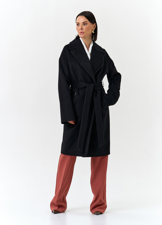 Женское пальто черного цвета модель № 32541 универмаг малина