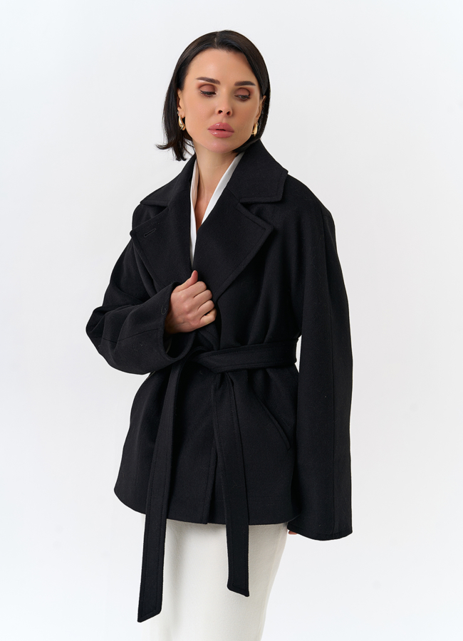 Женское укороченное пальто с английским воротником модель № 32511 универмаг малина