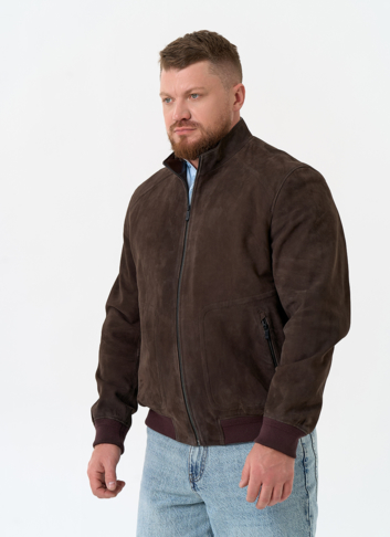 Мужская куртка бомбер из натуральной замши