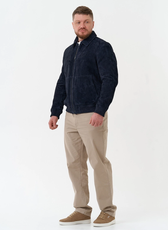 Мужская куртка бомбер из натуральной замши
