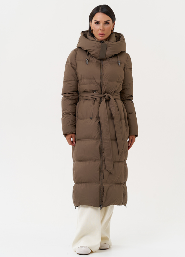 Женское зимнее пальто с капюшоном модель № 31293 меха малина