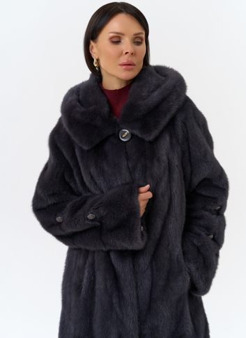 Шуба из меха норки с капюшоном