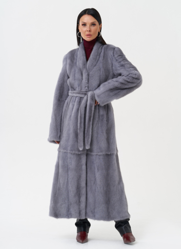 Длинная шуба из меха норки