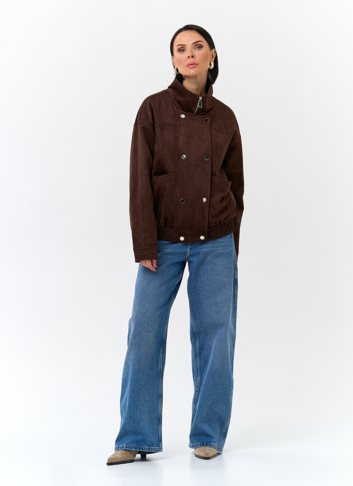 Женская утепленная куртка бомбер из эко замши