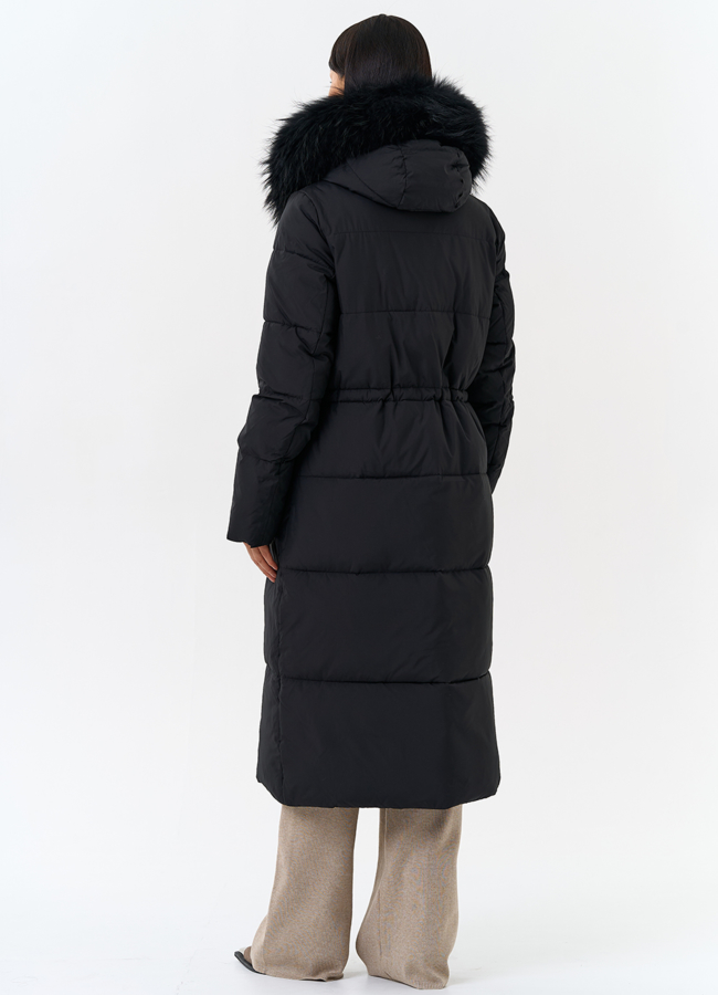 фото Женский пуховик с капюшоном из меха чернобурки модель № 31970